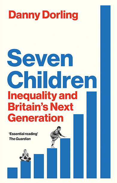 Book cover for SEVEN CHILDREN showing a bar chart with the image of children crawling across them.