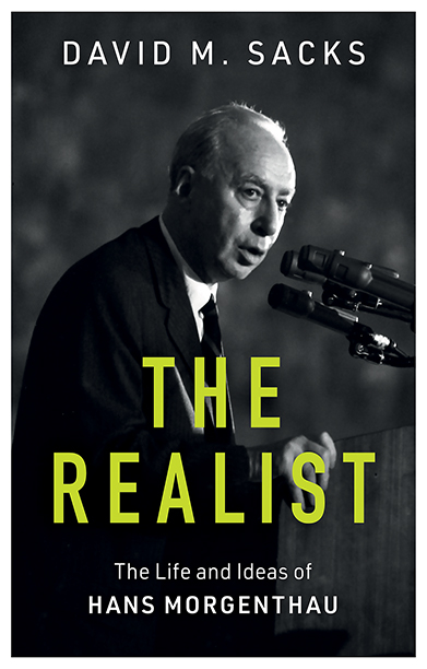 Book cover of 'The Realist' featuring a black and white photo of an older Hans Morgenthau giving a lecture.