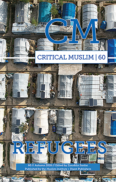 Book cover of Critical Muslim 60 showing a refugee camp photo
